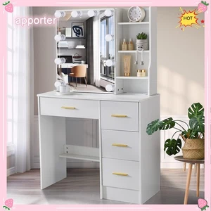 10 LED Birnen Spiegel mit USB-Anschluss, Kosmetik Schminktisch Make-up Kommode Tisch, USA - Bild 1 von 12