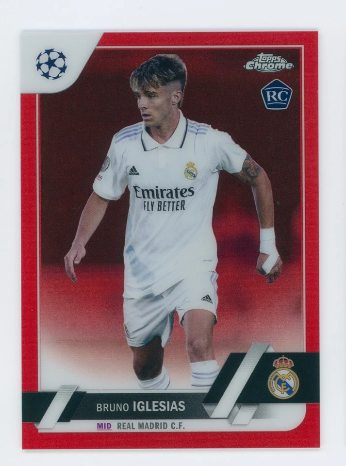 2022-23 Bruno Iglesias Topps Chrome Red Refractor Real Madrid Rookie Card 5/5 - Image 1 of 3