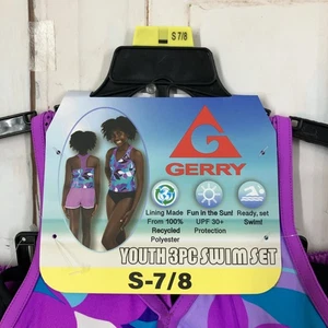 Gerry 3 Piece Swisuit Girls youth Size S 7/8 Tankini Top bottom and Shorts - Picture 1 of 12