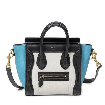 Bolso de hombro Celine negro/gris claro/azul nano tricolor equipaje piel de becerro Foto 1 de 4