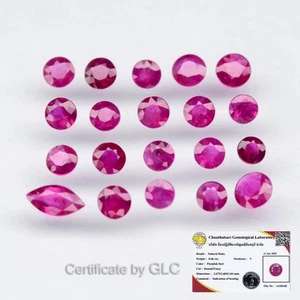 💎 GLC Report 1.04ct 20pcs Lot Marquise & Round Purplish Red Ruby - Heated Gems - Picture 1 of 5