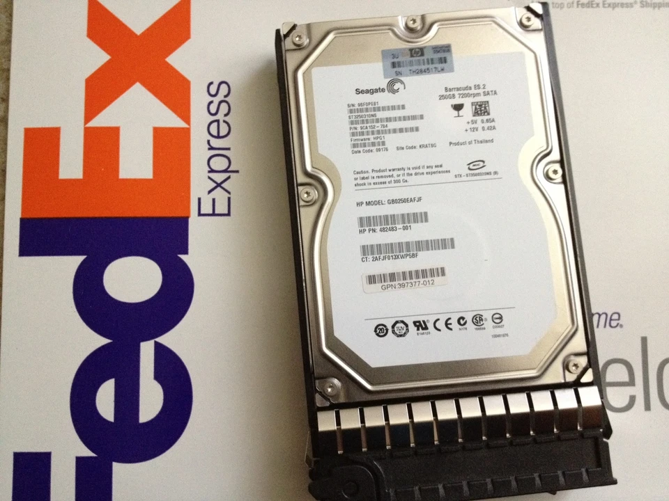 482483-001 HP 250GB 3G SATA 7.2K 3.5" HOT PLUG HARD DRIVE GB0250EAFJF - Image 1 of 1
