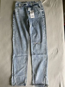 Zara Full Length Jeans HighWaist S/36 blau 6164/106 Straight Destroyed RigidSlit - Bild 1 von 8