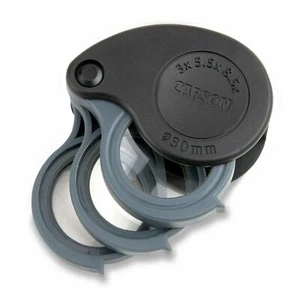 Portable Folding Loupe Magnifier 3x 5.5x 8.5x Power Lenses Carson TriView TV-36 - Picture 1 of 7
