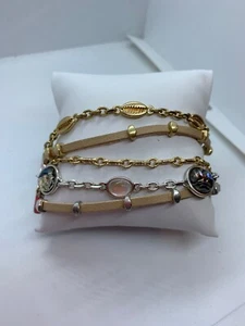$35 Lucky brand Silver Tone beaded shell Abalone leather bracelet A28 - Picture 1 of 4