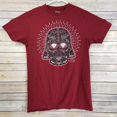 Star Wars Mens Burgundy Size Small S/Sleeve Darth Vader Sugar Skull T-shirt EUC - Image 1 of 4