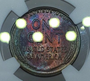 1936 Lincoln Cent 1C NGC MS65RB Rainbow Toned Wheat Penny Great Luster - Picture 1 of 6
