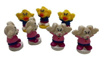 Easter bunny and Chick Cupcake Toppers Cake Toppers lot of 7 pc  1.5 in - Image 1 of 4