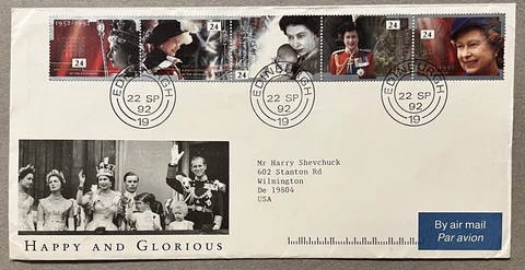 1992 EDINBURGH HAPPY & GLORIOUS COVER TO US QUEEN ELIZABETH II 40TH ANNIVERSARY Cover
