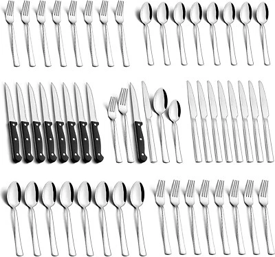 48 Pcs Silverware Set for 8 Stainless Steel Flatware Cutlery Utensil Kitchen New - Image 1 of 4