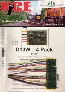 NCE 172 D13W-4 DECODERS 4 function wired  *4 Pack* (was D13SR)     MODELRRSUPPLY - Picture 1 of 3