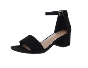 Sugar NOELLE Women's Low Block Heel Ankle Strap Black Micro Suede Sandals 6.5 M - Picture 1 of 5