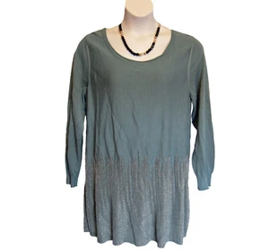 Soft Surroundings Tunic SWEATER Plus Size 1X 18W 20W Slate Blue Metallic Knit - Picture 1 of 8