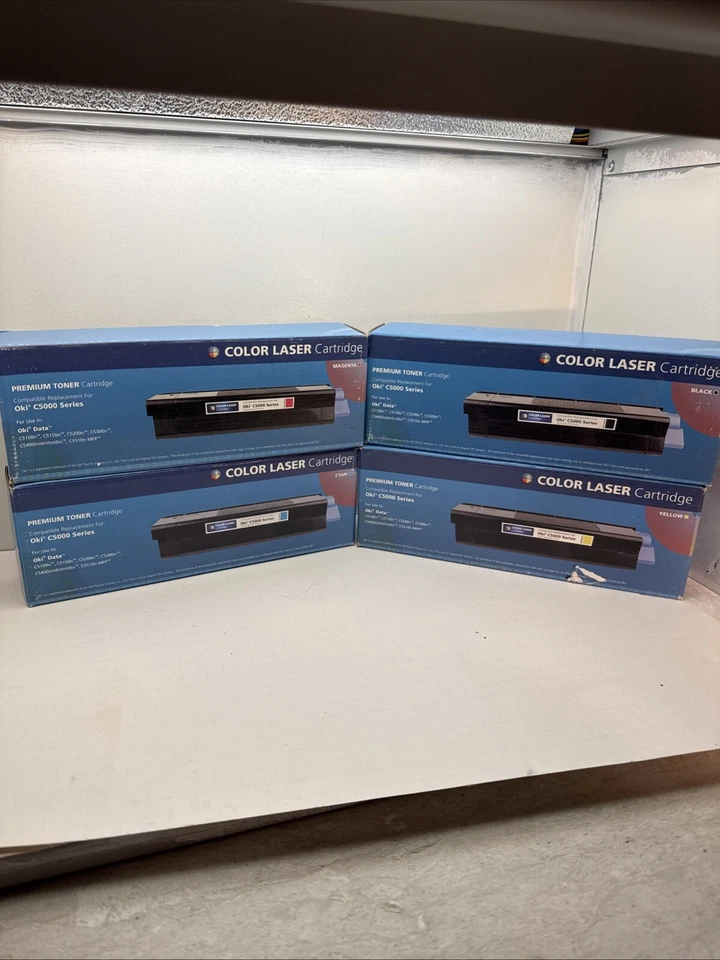 Oki C5000 Series Lot Black, Yellow, Magenta, Cyan Color Laser Cartridges New 4 - Image 1 of 4