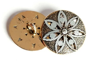 1 Schmuck Metall Knopf Farbe Altgold / Silber Mandala gomb botón Düğme Guzik - Picture 1 of 2