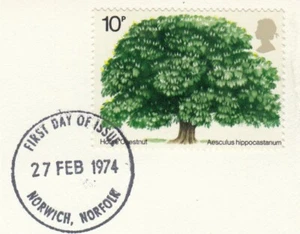 Horse Chestnut Tree GB Used Norwich 1974 ON PIECE (89332) - Picture 1 of 1