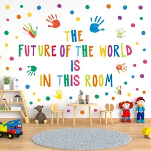 Pegatinas de pared Decowall DS-8050 con huellas de mano calcomanías de pared dormitorio habitación infantil - Imagen 1 de 6