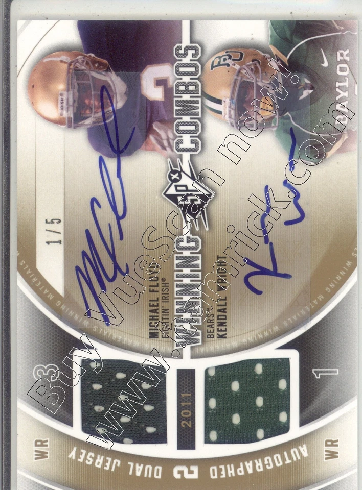 michael floyd kendall wright rc auto dual jersey baylor notre dame college 1/5 - Image 1 of 1