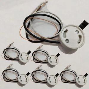 6Pack GU24 Base Socket with Side Clip + Ground, Lamp Holder, Twist&Lock Bi-Pin - Picture 1 of 1