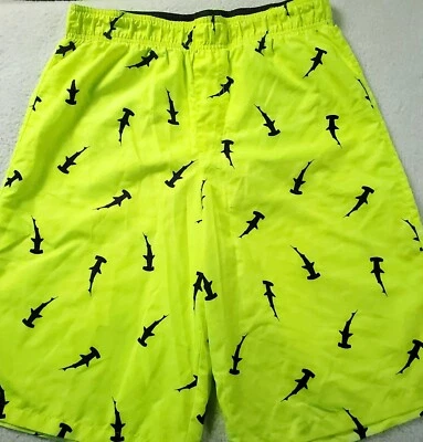 OP Shark Pattern Swimming Shorts Young Men Size XXL (18) Color Green/Black  - Image 1 of 4