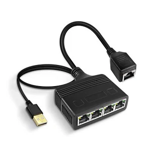 Ethernet Splitter RJ45 1 to 4 1000Mbps Network Adapter for Multiple Devices - Picture 1 of 7