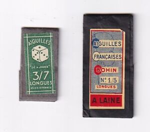 Lot 2 anciennes pochettes d'aiguilles à laine Bohin et Dé à jouer collectionneur