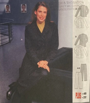 1990s NEW 'BURDA' CLASSIC DOUBLE BREASTED TROUSER SUIT PATTERN 2545 SIZES 10-22 - Image 1 of 2