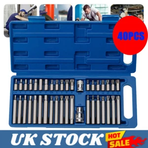 40Pcs/Set Drive Male Female Torx Torque Tork Star Bits Chrome Sockets Set Tool - Picture 1 of 8