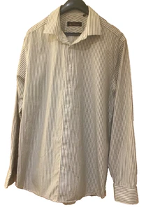 BEN SHERMAN GREY & WHITE STRIPED COTTON SHIRT SIZE 16" - Picture 1 of 9