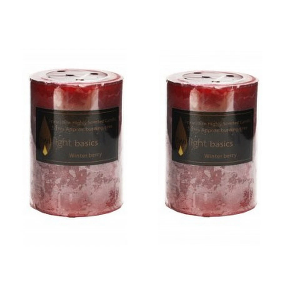 2x Scented Pillar Candle Dark Red Candles Winter Berry 7x10cm 51Hrs Home Decor - image 1 of 1
