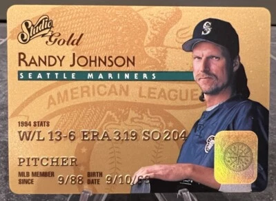 RANDY JOHNSON 1995' DONRUSS STUDIO GOLD CARD #48  MARINERS HOF - Image 1 of 2