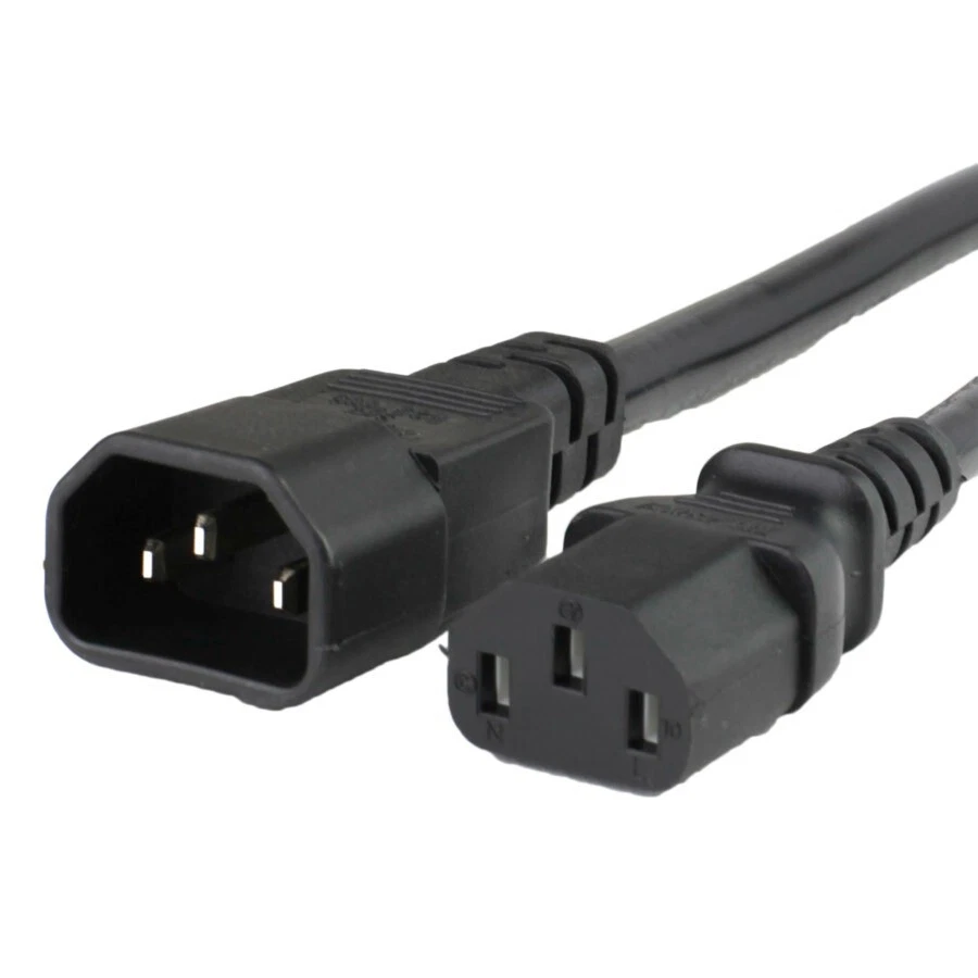 1m Power Extension Cable IEC Kettle Male to Female UPS Lead C13 C14 - Image 1 of 1