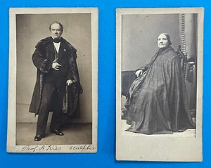 Sculptor August Kiss (1802-1865) & Model Two Carte-de-Visites CDV Antique Photos - Picture 1 of 6