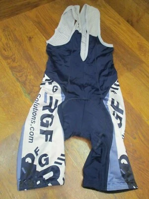 RGF SOLUTIONS by HINCAPIE PADDED CYCLING BIB SHORTS- MENS SMALL - WHITE & BLUES - Image 1 of 4