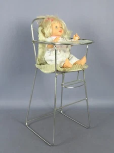 Hochstuhl Puppe Metall Chrom Spielzeug Sammlerstück Vintage Jahre - Bild 1 von 12