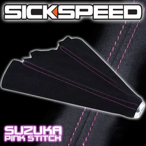 PINK STITCH BLACK SUEDE SHIFT BOOT FOR M/T MANUAL SHIFT GEAR COVER SHIFTER C - Picture 1 of 1
