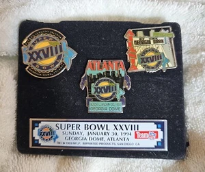 Georgia Dome Atlanta Super Bowl XXVIII 1994 Souvenir Anstecknadeln Set - Bild 1 von 6