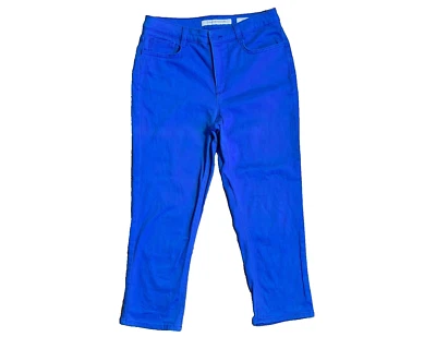 Pantalones de mezclilla adelgazantes Jones New York para mujer talla 8 con puños Capri Secret preppy boho chic Foto 1 de 4