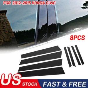 Juego de 8 postes de pilar de ventana negra borde de puerta borde de piano para Honda Civic 12-15 - Imagen 1 de 8