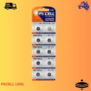 PKCELL LR41 AG3 G3A GP92A 1.5v Alkaline Batteries Cell Battery - Expiry 12/2026 - Picture 1 of 9