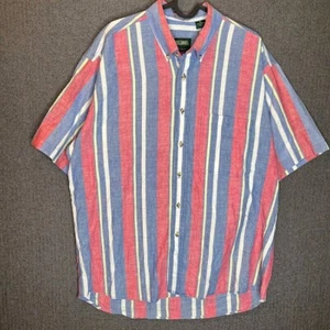Saddlebred Shirt Men's XL Multicolor Shortsleeve Striped Vintage Preppy Colorful - Picture 1 of 9