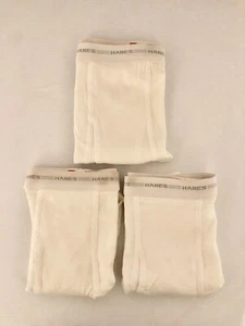 3 Pair of Hanes Size 44 Vintage Men's White Briefs 100% Cotton - Picture 1 of 4