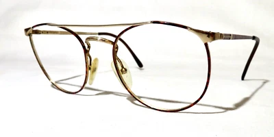 Safilo Elasta eyeglass frame, Gold metal w/burgundy tortoise rim & arms eyewear - Image 1 of 4