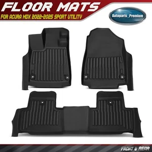 3Pcs Front & Rear Black Floor Mats Liners for Acura MDX 2022-2025 Sport Utility - Picture 1 of 10