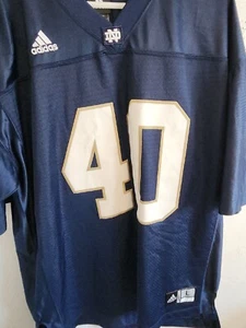 Notre Dame Fighting Irish #40 Mens Large Navy Blue Adidas Twill Football Jersey - Picture 1 of 4
