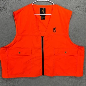 Browning Mens Hunting Vest 2XL Neon Orange High Visibility Full Zip Outdoor Logo - Picture 1 of 7