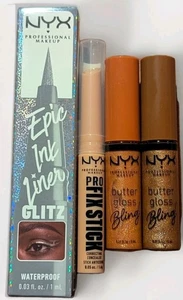 Lot x 3 NYX Makeup Butter Gloss Bling Epic Eye Liner Glitz Pro Fix Stick Correct - Picture 1 of 1
