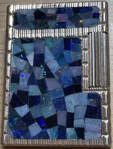 funktionierendes S.T.Dupont Gas Feuerzeug Mosaik opal blau silber LINIE 1 ohne Box - Bild 1 von 7