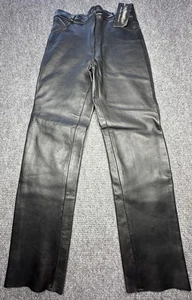 Pantalones de vestir de cuero Unik para mujer 12 negros pierna recta motocicleta motociclista gótico - Imagen 1 de 10