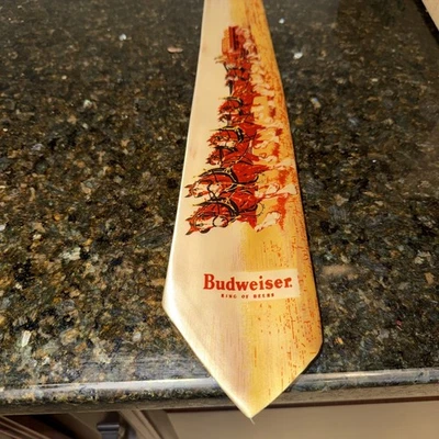 Редкий винтажный мужской галстук Budweiser Clydesdales командный тягач Budweiser шелк - Изображение 1 из 4